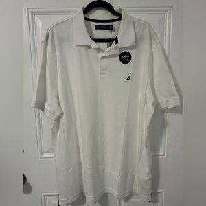 Nautica Bright White Soft Cotton Polo Shirt Men’s XL NWT